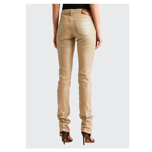 Ralph Lauren Pre-Spring Collection Sand Pearlescent Foil 160 Skinny Stretch Jean - Picture 1 of 16